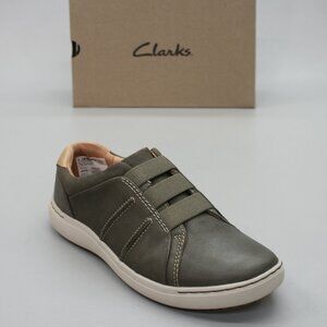 Clarks Ladies 7 W Wide Nalle Ease Dark Olive Green Casual Slip-on Loafers Shoes